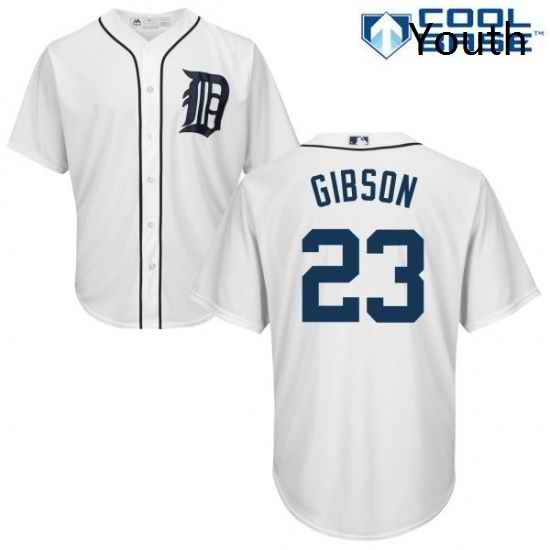 Youth Majestic Detroit Tigers 23 Kirk Gibson Authentic White Home Cool Base MLB Jersey